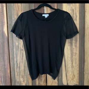 FOREVER 21 mesh panel short sleeve shirt